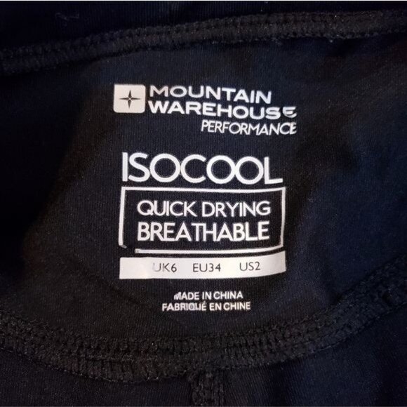 Mountain Warehouse Performance Black Quick Drying Zipper Leggings Women's Size 2 - Picture 9 of 12